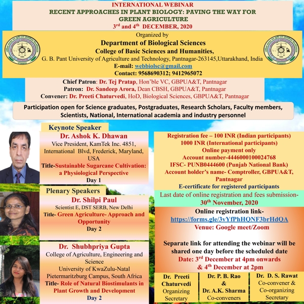 International webinar on Recent Advances in Plant Biology, 2020